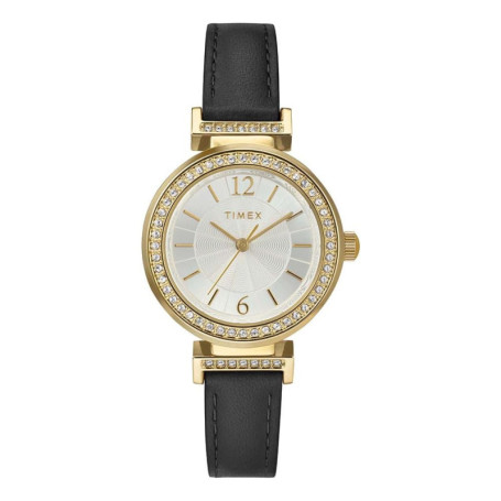 Montre Femme Timex Dress 31 mm - Cuir Noir et Cadran Argenté
