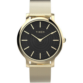 Montre Timex Trend Femme 34 mm - Élégance Dorée et Cadran Noir