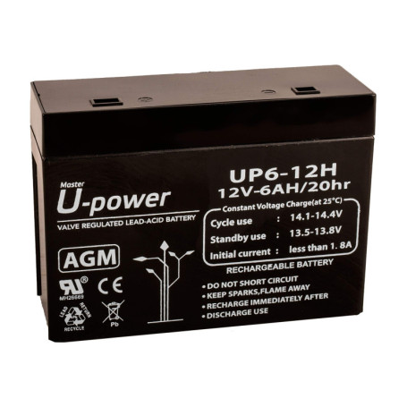 Batterie AGM 6 Ah 12 V Master U-Power pour Équipements Solaires