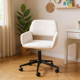 Fauteuil Ergonomique Beige en Chenille pour Bureau et Chambre d'Enfant