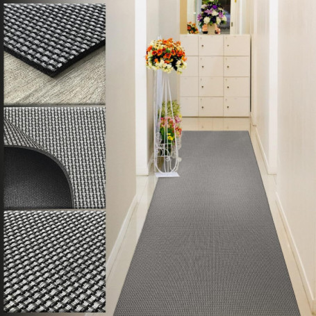Tapis Vinyle Tressé Antidérapant 60x400 cm - Idéal pour Cuisine et Extérieur