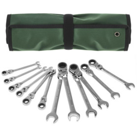 Ensemble de 12 Clés à Cliquet Réglables QWORK 8-19 mm