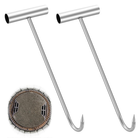 QWORK Crochets en Acier Inoxydable pour Couvercle de Regard - Lot de 2