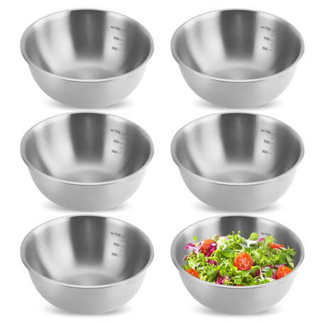 Lot de 6 bols mélangeurs en acier inoxydable empilables - Ø 17 cm