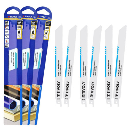 Lot de 6 Lames de Scie Sabre Multimatériaux en Acier Bi-Métal - Tivoly
