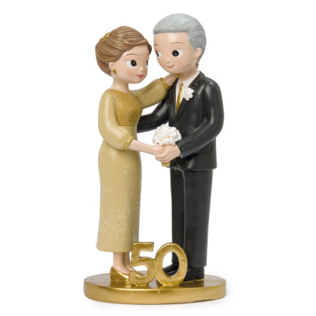 Figurine de Gâteau Mariage d'Or 50 Ans - Mopec, Multicolore, 21 cm