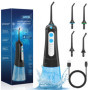 Jet Dentaire Hydropulseur SURFOU avec 4 Modes et 4 Embouts - Étanche et Rechargeable