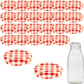 Lot de 25 Couvercles Rouge et Blanc pour Bouteilles en Verre - TO43