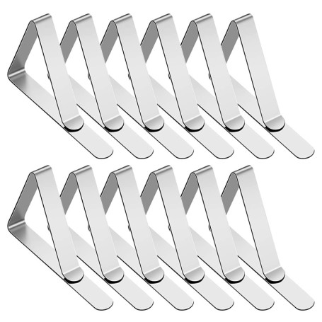 Pinces à Nappe en Acier Inoxydable - Set de 12 pour Jardin et Événements