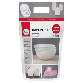 Rayher 34410102 Poudre à mouler Raysin 200, blanc, pour objets de grande taille, 1 sachet, 4 Kg, neutre alimentaire, inodore, du