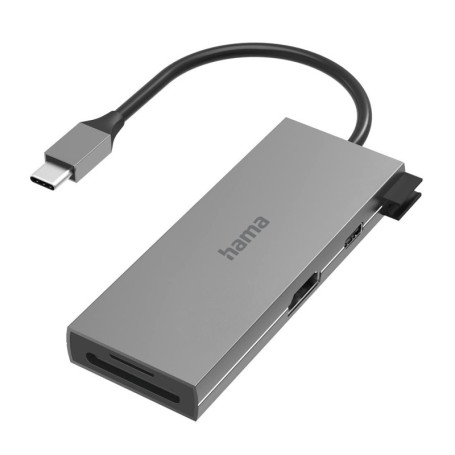 Hama Hub USB-C Multiport 6 Ports avec HDMI et Lecteur de Cartes - Gris