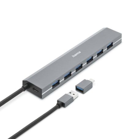 Hama Hub USB 7 Ports Aluminium 5Gbps avec Adaptateur USB-C