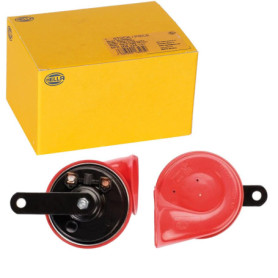 Klaxon Électrique HELLA Trompette 12V 110Db - Kit de 2 - Rouge/Noir