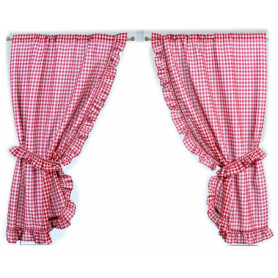 Paire de Rideaux Carreaux Rouges Linder 75 x 160 cm avec Passe Tringle