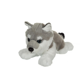 Peluche Loup Allongé Gris & Blanc - 25 cm par Gipsy