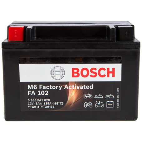 Batterie Moto AGM Bosch FA102 - 12V 120A 8Ah pour Motos et Scooters