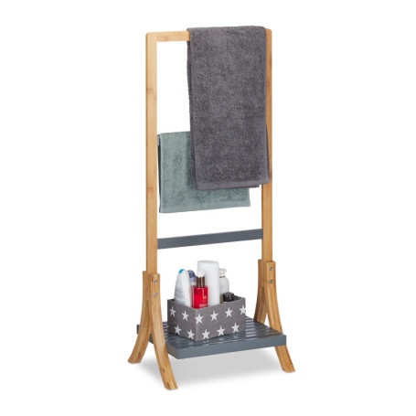 Porte-serviettes en bambou Relaxdays avec 3 barres - Rangement élégant pour salle de bain