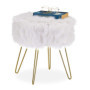 Tabouret en Fourrure Élégant Blanc et Doré - Relaxdays