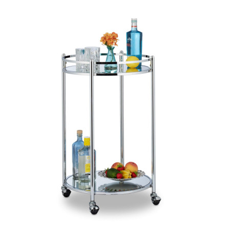 Chariot de Cuisine Relaxdays en Acier Argenté avec 2 Étagères et Roulettes
