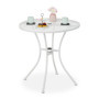Table de Jardin Relaxdays avec Trou pour Parasol - Acier Blanc 72x70 cm
