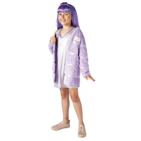 Costume Violet Willow Rainbow High pour Fille avec Perruque et Fourrure Écologique - Taille 4-6 ans