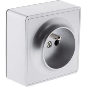 Prise Électrique Saillie 2P+T Argentée Zenitech - Gamme Vulco