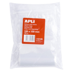 Lot de 100 sacs plastiques refermables Apli 100 x 150 mm