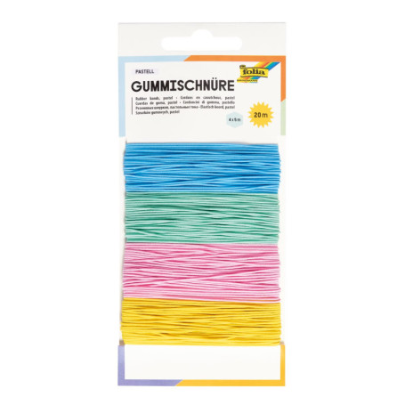 Lot de 4 Cordons Élastiques Multicolores en Caoutchouc - 5 m