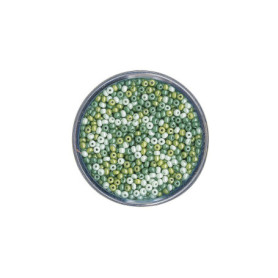 Boîte de perles rocaille vertes Rayher - 17g, 2,6mm, mat et nacré