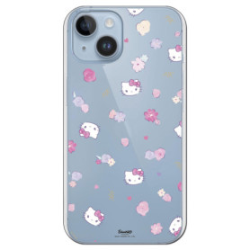 Coque Souple Transparente Hello Kitty Fleurs pour iPhone 15 Plus