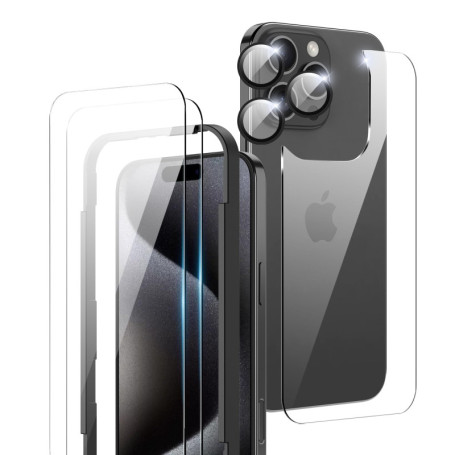 Heioloo Kit de Protection Écran pour iPhone 16 Pro 2024 - Verre Trempé et Protecteurs de Caméra