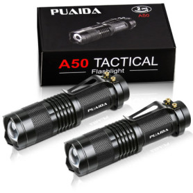 Lot de 2 mini lampes de poche LED PUAIDA - Super lumineuses et étanches