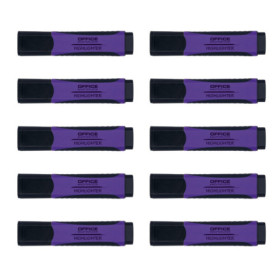 Lot de 10 Surligneurs Violet avec Poignée Caoutchouc - Précision et Confort