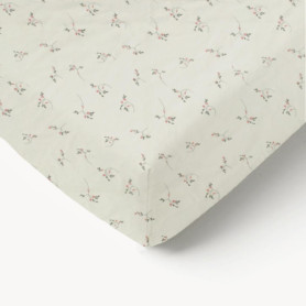 Drap-Housse Imprimé Flowers Crème 60 x 120 cm - Mon P'tit Dodo