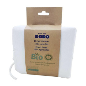 Drap Housse Bio 70x140 cm Blanc Mon PTIT Dodo