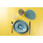 Lot de 6 assiettes ovales en grès bicolor turquoise et noir