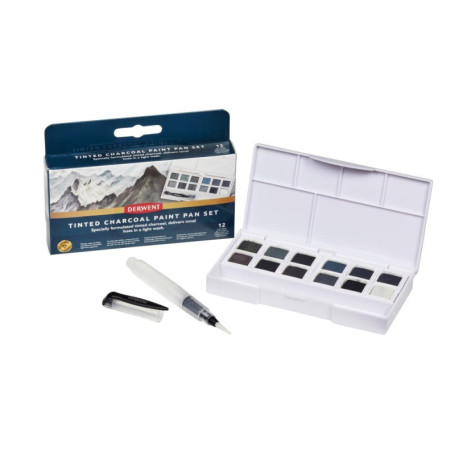 Palette de Peinture Aquarelle Derwent Tinted Charcoal - 12 Couleurs Professionnelles