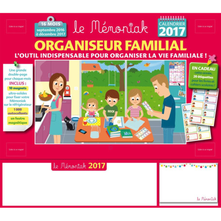 Organiseur Familial Mémoniak 2016-2017 avec Autocollants et Étiquettes