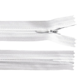 Fermeture Éclair Invisible 40 cm en Polyester - Blanc