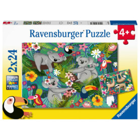 Ravensburger Puzzle Enfant Koalas et Paresseux - 2x24 pièces dès 4 ans