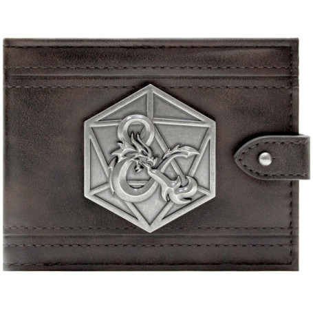 Portefeuille Bi-Fold Dungeons & Dragons avec Badge en Métal - Marron