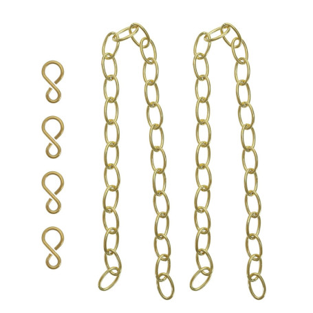 Lot de 2 chaînes de lavabo en laiton avec crochet S - 30 cm