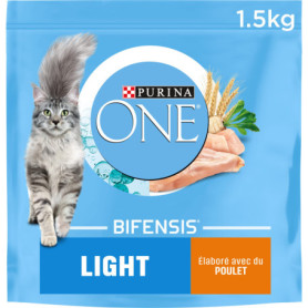PURINA ONE BIFENSIS Light pour Chat Adulte - Croquettes Poulet 6 x 1,5 Kg