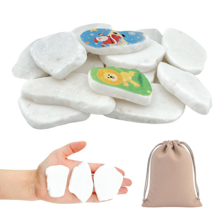 FZSECRIU Lot de 14 Galets Blancs à Peindre avec Sac de Rangement