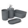 Tatay Ensemble de Salle de Bain 4 pièces - Distributeur, Gobelet, Porte-Savon, Organisateur - Gris Anthracite