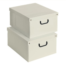 Lot de 2 Boîtes de Rangement Lavatelli avec Couvercle en Carton Beige