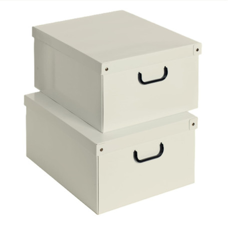 Lot de 2 Boîtes de Rangement Lavatelli avec Couvercle en Carton Beige