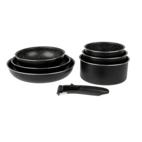 Batterie de Cuisine 7 Pièces Sitram en Aluminium Noir avec Manche Amovible