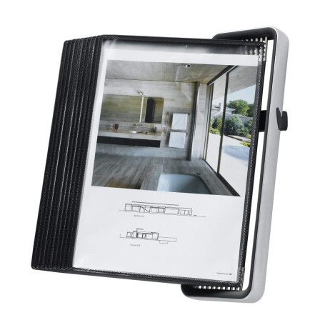 Support Mural Présentoir Djois VEO avec 10 Pochettes A4 Noires