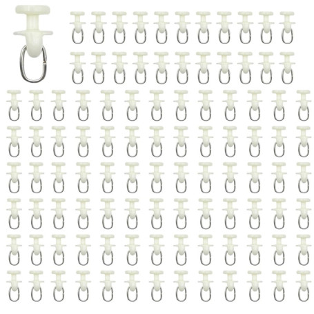 Pack de 100 Crochets Glisseurs Blancs pour Rideaux RHQFDM